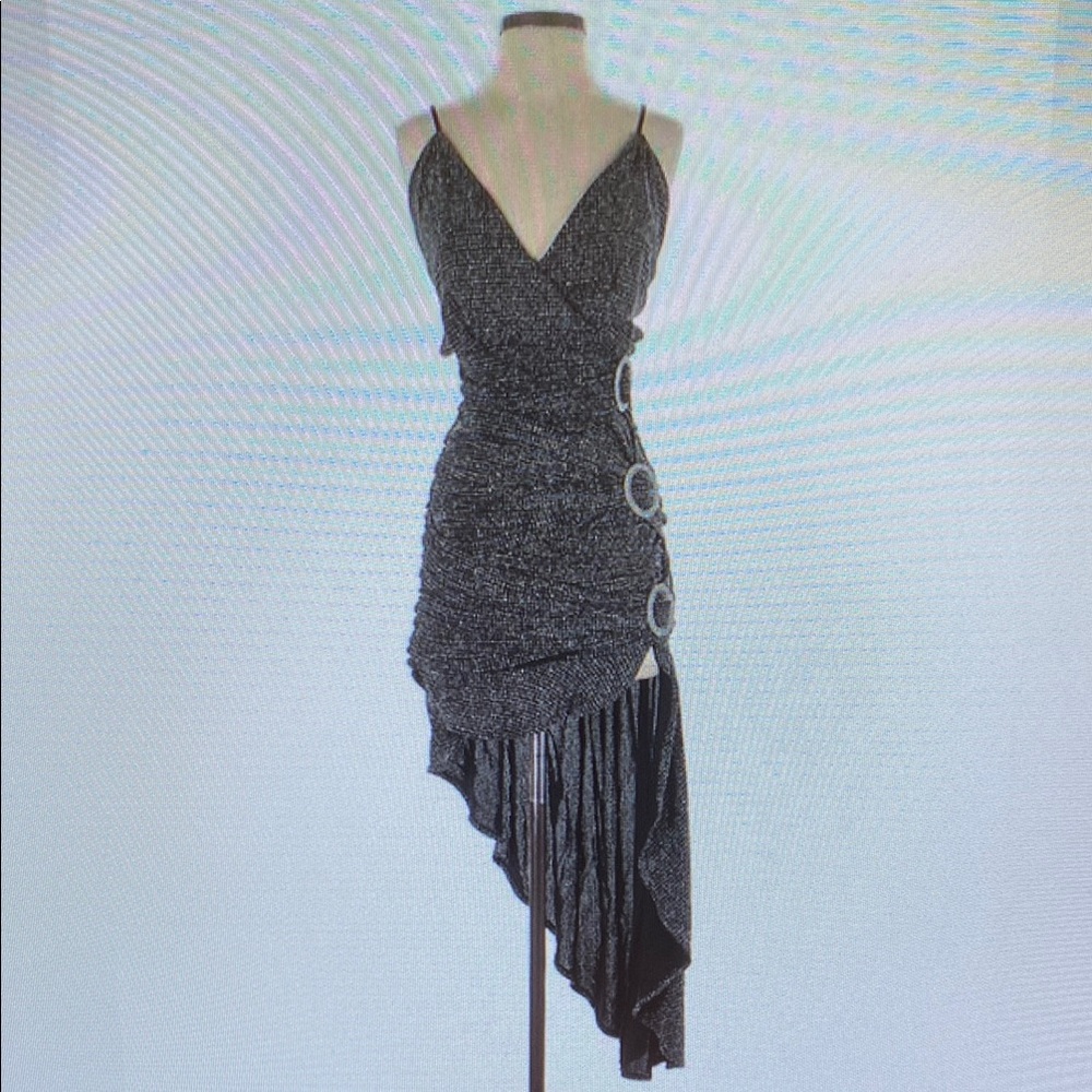 For Love And Lemons Black Asymmetrical Ruched Cocktail Dress
